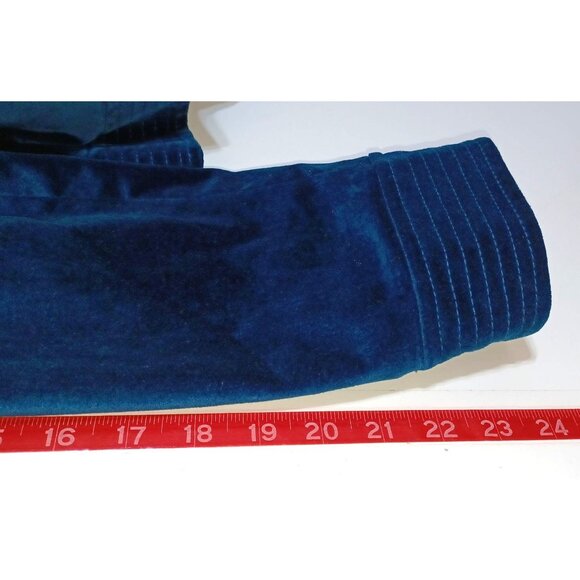 Chicos Velveteen Moto Jacket Teal Blue Womens XL Zip Front Glam Holiday Party - Picture 7 of 7